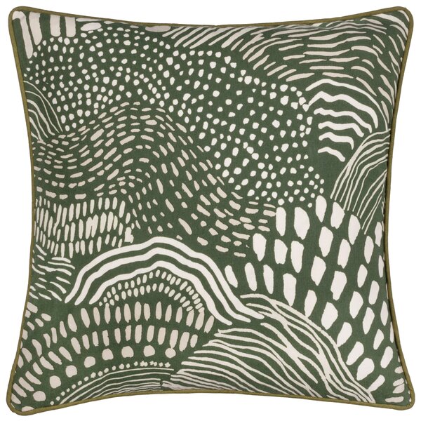 Nola Abstract Piped 45cm x 45cm Filled Cushion Olive