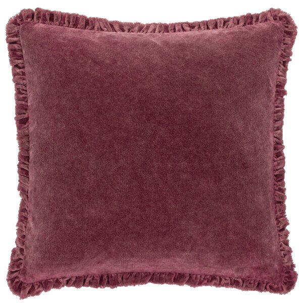 Bertie Cotton Velvet 45cm 45cm Filled Cushion Burnt Red