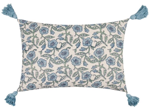 Delphine Floral Tasselled 40cm x 60cm Filled Cushion Delph Blue