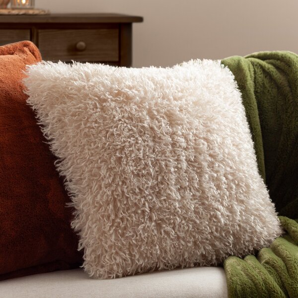 Rowan Faux Fur Filled Cushion 50cm x 50cm Natural