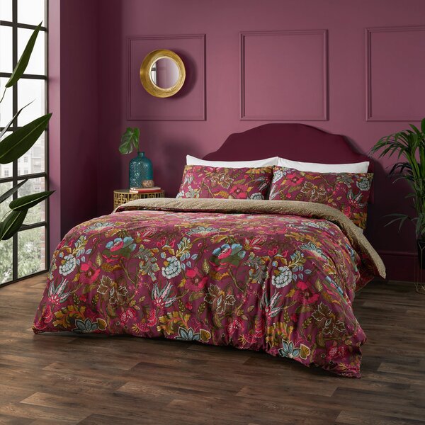 Viranai Exotic Floral Duvet Cover Bedding Set Lake Cerise