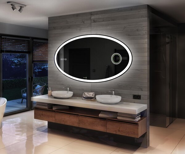 LED bathroom mirror oval horizontal L74 with lighting modern Artforma