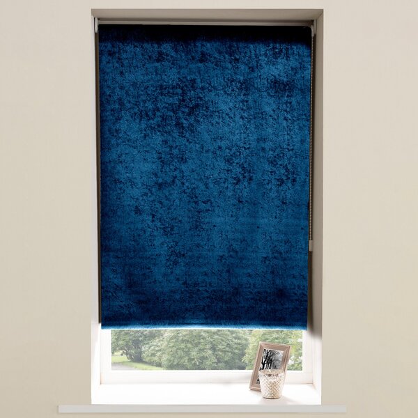 Crushed Velvet Roller Blind Midnight Blue Blue