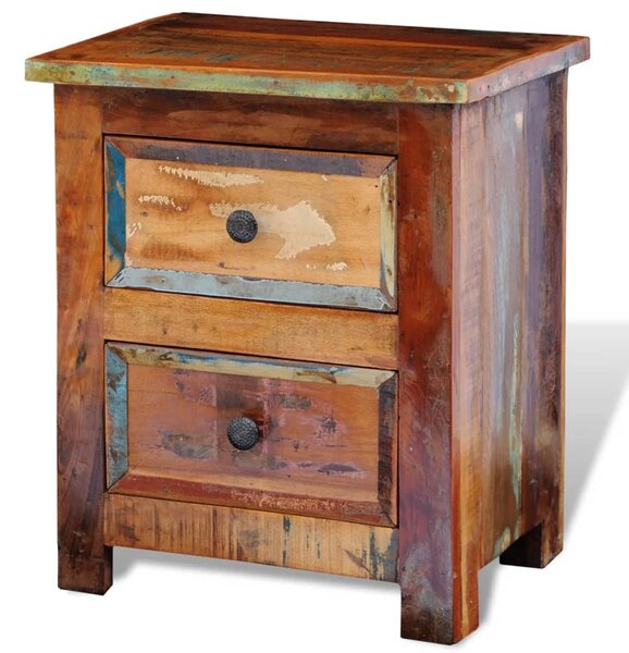 Nightstand with 2 Drawers Solid Reclaimed Wood