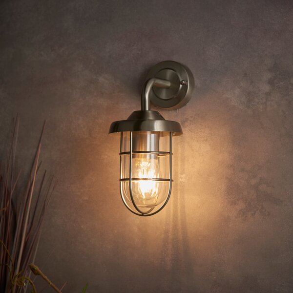 Barker Industrial Outdoor Wall Light Silver