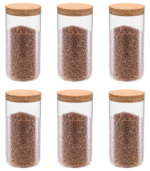 Storage Glass Jars with Cork Lid 6 pcs 1100 ml