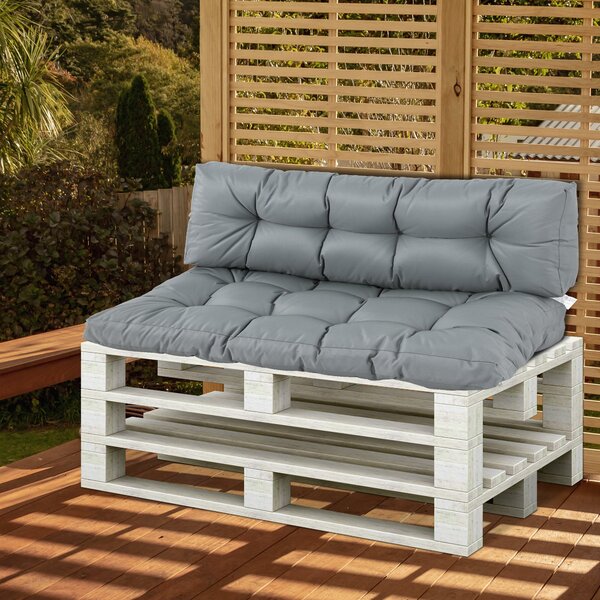 Outsunny Tufted Pallet Cushions: Cosy Indoor/Outdoor Seating, Dark Grey Hue