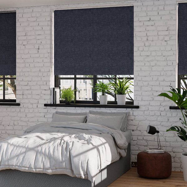 Linen Mix Navy Blackout Roller Blind Navy