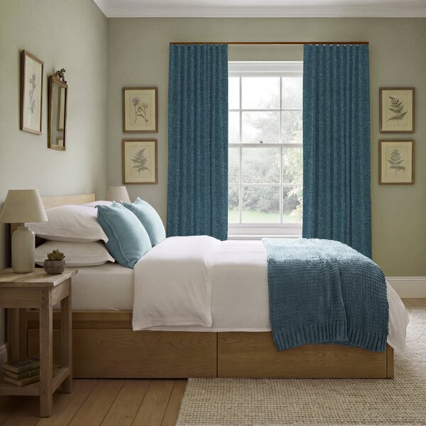 ANTE DECOR Nymans Boucle Made To Measure Curtains Deep Blue