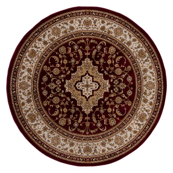 Antalya Traditional Circle Rug Red, Beige and Brown