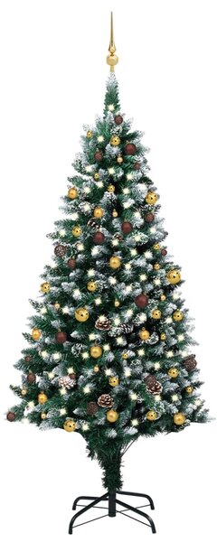 Artificial Pre-lit Christmas Tree with Ball Set&Pinecones 240 cm