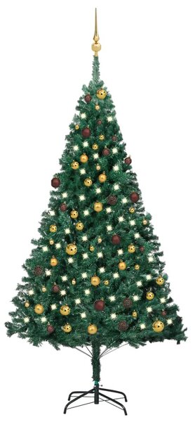 Artificial Pre-lit Christmas Tree with Ball Set Green 210 cm PVC