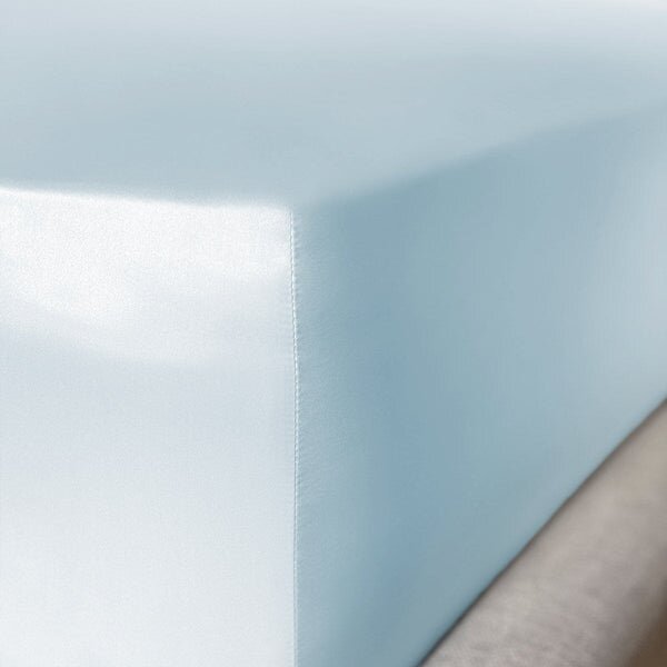 Mayfairsilk Pastel Blue Pure Silk Fitted Sheet - UK Double (30cm)