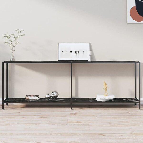 Console Table Black 220x35x75.5 cm Tempered Glass