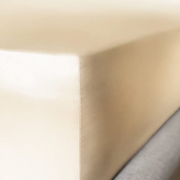 Mayfairsilk Champagne Pure Silk Fitted Sheet - UK Single (35cm Deep)