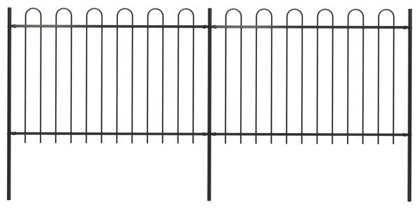 Garden Fence with Hoop Top Steel 3.4x1.2 m Black