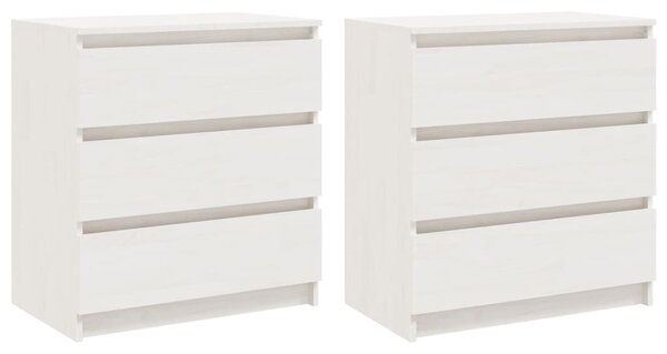 Bedside Cabinets 2 pcs White 60x36x64 cm Solid Pinewood