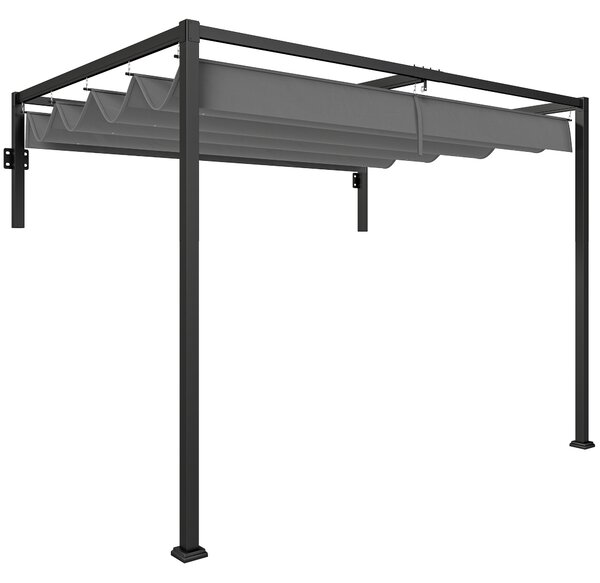 Outsunny 2 x 3(m) Lean To Pergola, Metal Pergola with Retractable Roof for Grill, Garden, Patio, Deck