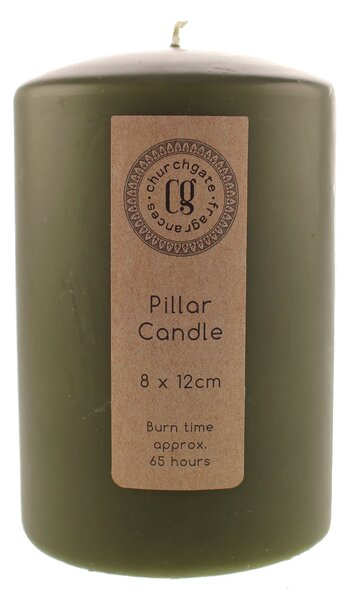 Pack of 6 Olive Pillar Candles Olive (Green)