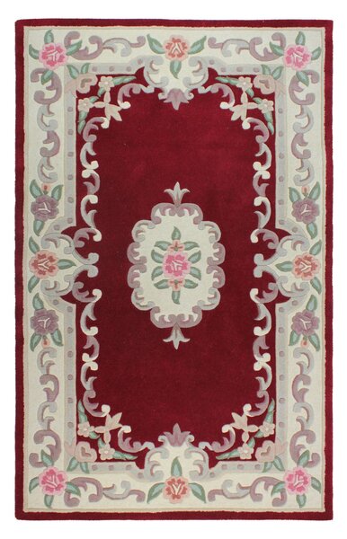 Red Lotus Premium Aubusson Rug Red