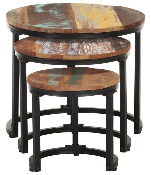 Side Tables 3 pcs Solid Reclaimed Wood