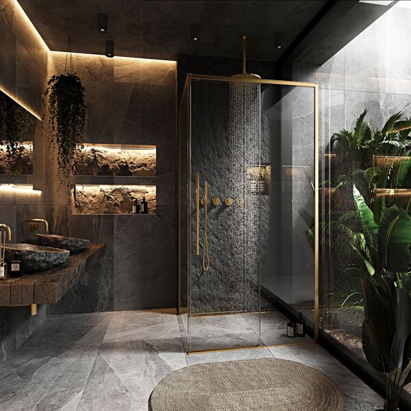 Shower enclosure SOLAR GOLD Brush 90x90