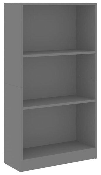 3-Tier Book Cabinet Grey 60x24x109 cm Engineered Wood