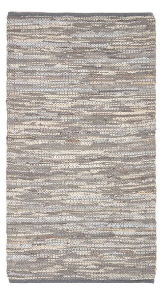 Homescapes Denver Leather Woven Rug Grey, 90 x 150 cm