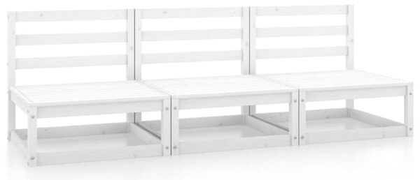 Garden Middle Sofas 3 pcs White Solid Wood Pine