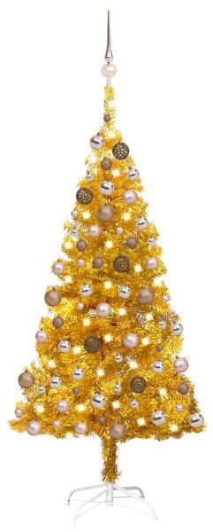 Artificial Pre-lit Christmas Tree with Ball Set Gold 120 cm PET