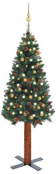 Slim Pre-lit Christmas Tree with Ball Set Green 180 cm