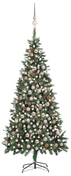 Artificial Pre-lit Christmas Tree with Ball Set&Pine Cones 210 cm