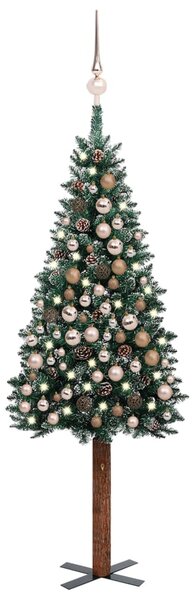 Slim Pre-lit Christmas Tree with Ball Set Green 210 cm