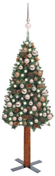 Slim Pre-lit Christmas Tree with Ball Set Green 150 cm PVC