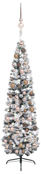 Slim Artificial Pre-lit Christmas Tree with Ball Set Green 210 cm