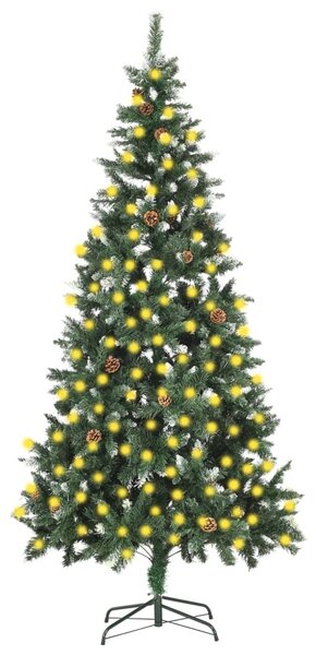 Artificial Pre-lit Christmas Tree with Pine Cones 210 cm