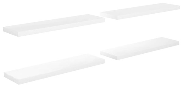 Floating Wall Shelves 4 pcs High Gloss White 90x23.5x3.8 cm MDF