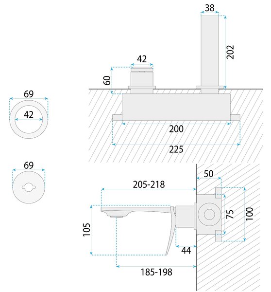 Concealed washbasin mixer REA VISION Brush Copper + BOX