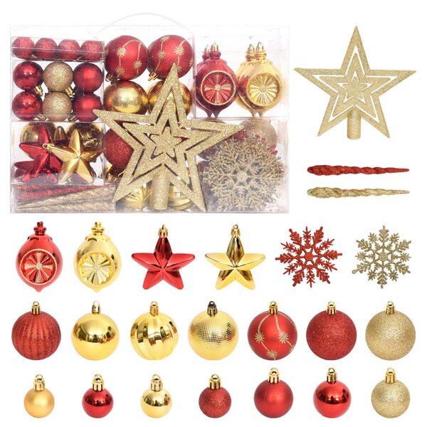 108 Piece Christmas Bauble Set Gold and Red