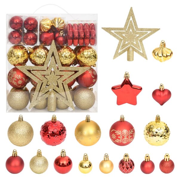 70 Piece Christmas Bauble Set Gold and Red