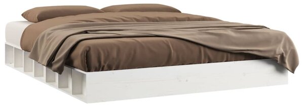 Bed Frame without Mattress White 150x200 cm King Size King Size Solid Wood