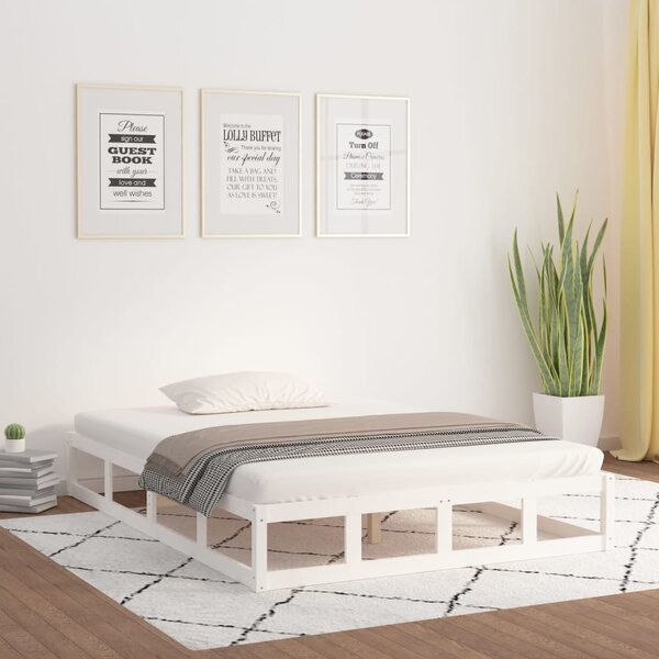 Bed Frame without Mattress White 150x200 cm King Size King Size Solid Wood