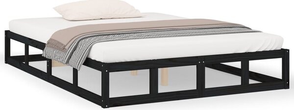 Bed Frame without Mattress Black 135x190 cm Double Double Solid Wood