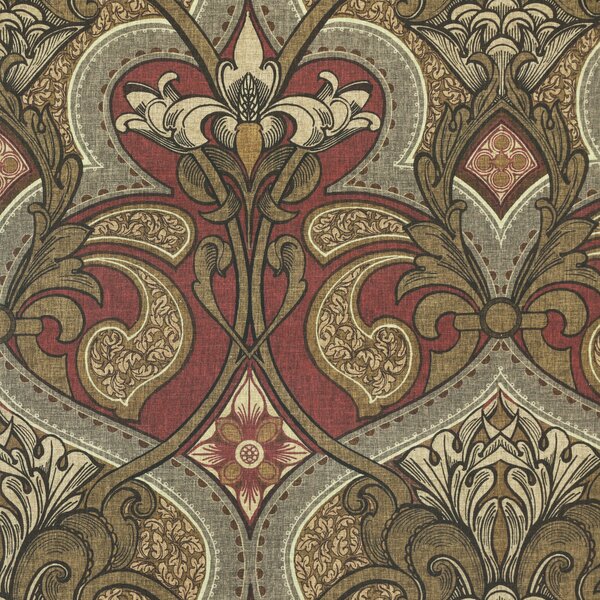 HOUSE Llewelyn-Bowen Gwendoline Printed Damask Fabric Oxblush