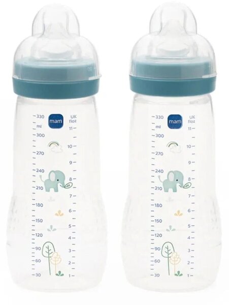 MAM Easy Active Bottle 330ml Pack of 2 - Blue Assorted