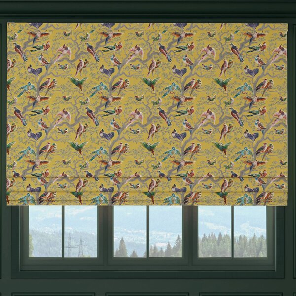 HOUSE Llewelyn-Bowen Birdity Absurdity Printed Made To Measure Roman Blind Yellow