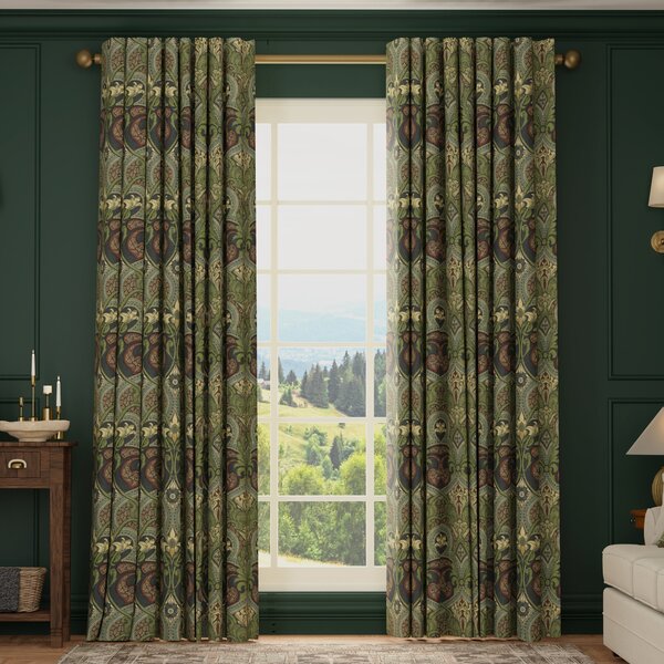 HOUSE Llewelyn-Bowen Gwendoline Printed Damask Made To Measure Curtains Wildnavy