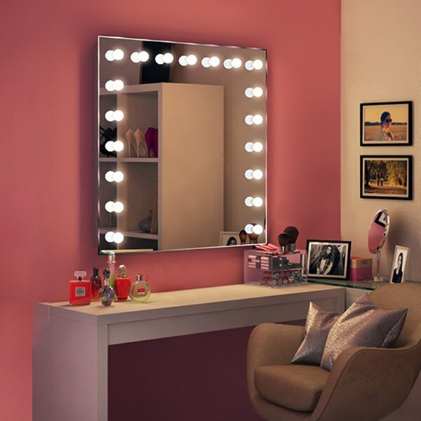Diamond X Wallmount Hollywood Makeup Mirror with Dimmable LED A94