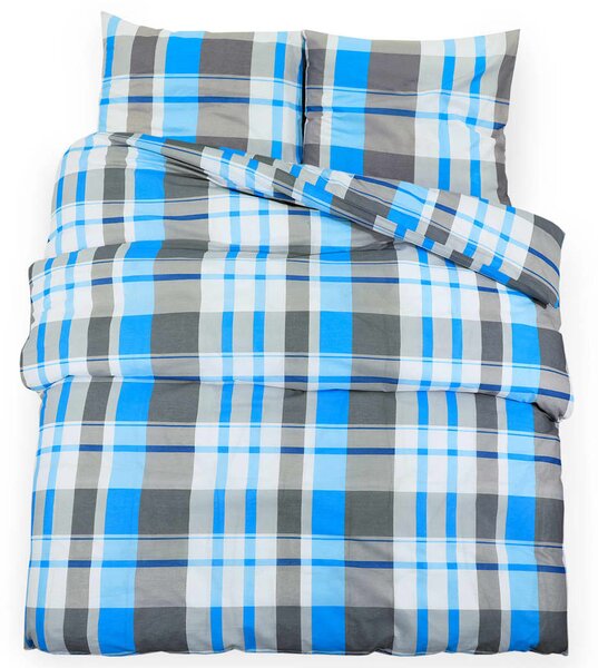 Duvet Cover Set Blue and Grey 200x200 cm Cotton