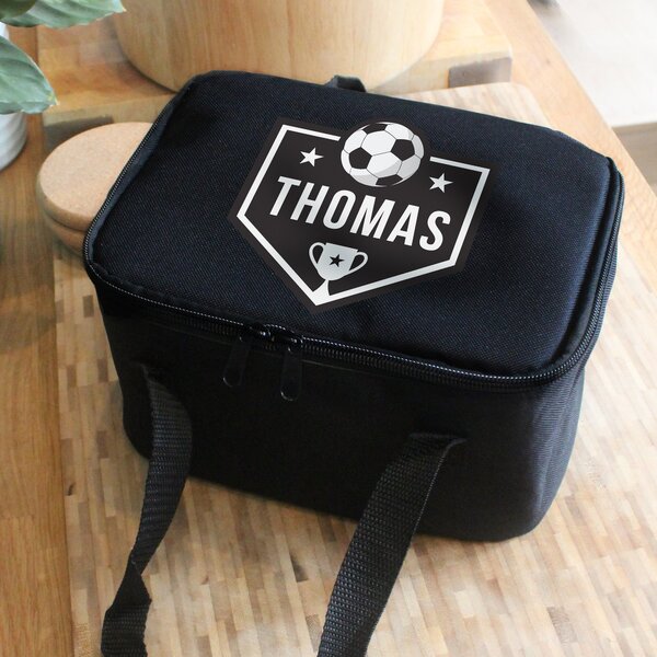 Personalised Football Black Lunch Bag Black